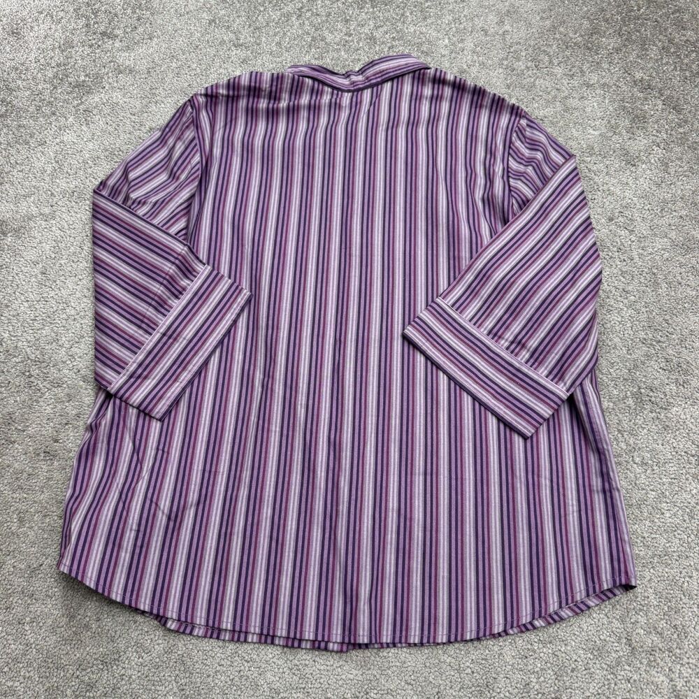 Blair Button Down Shirt Blouse Women Large Purple Striped 3/4 Sleeve Casual NWOT - Picture 2 of 12